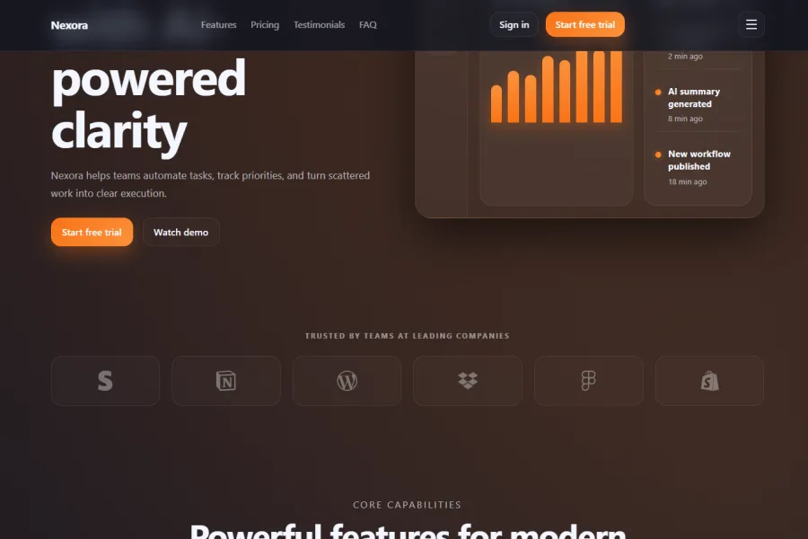 Modern SaaS Landing Template (Nexora)