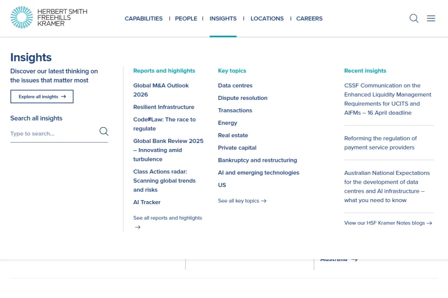 Herbert Smith Freehills Kramer (HSFK) – Corporate Website