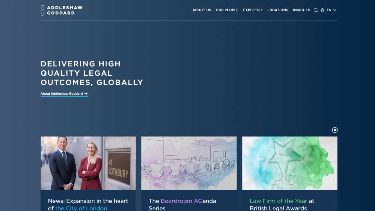 Addleshaw Goddard (ADG) – Corporate Website Redesign
