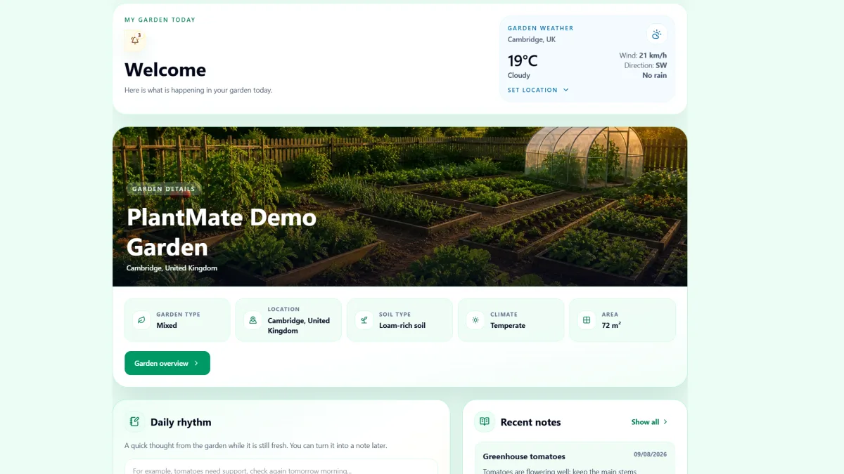 PlantMate — Full-Stack Garden Planning Application